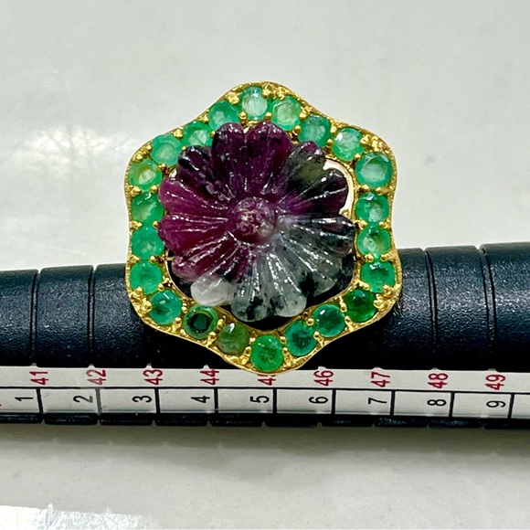 Jewelry - Genuine 7ct Ruby Emerald 14KGP Ring